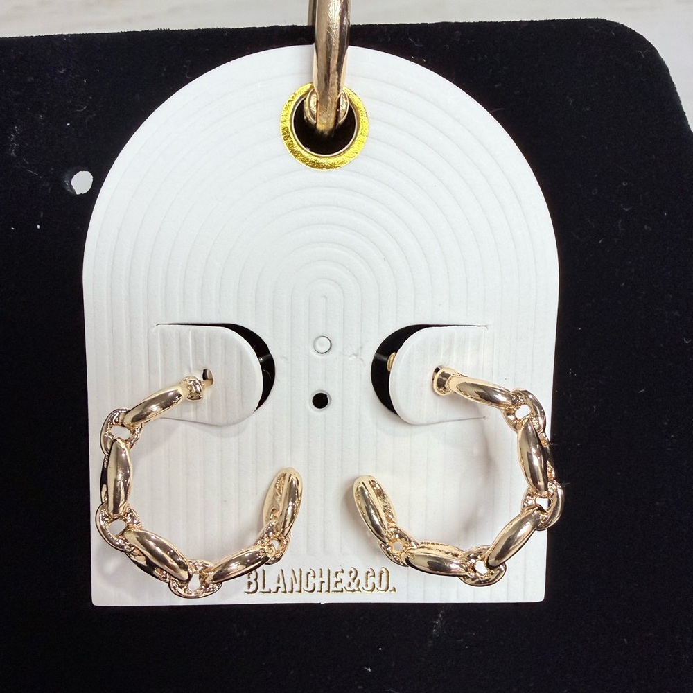 Gold‎ Oval Chain Hoop Earrings